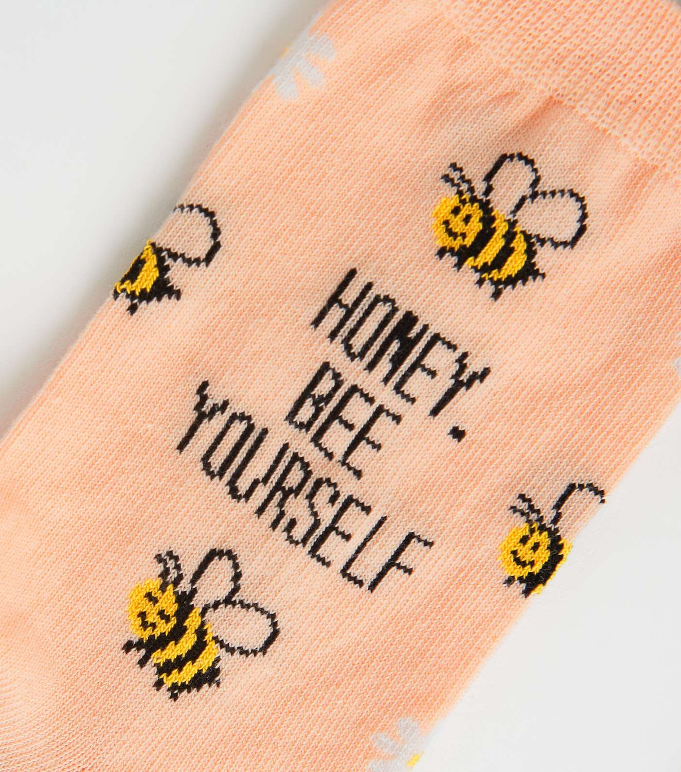Coral Honey Bee Yourself Slogan Socks Image 3