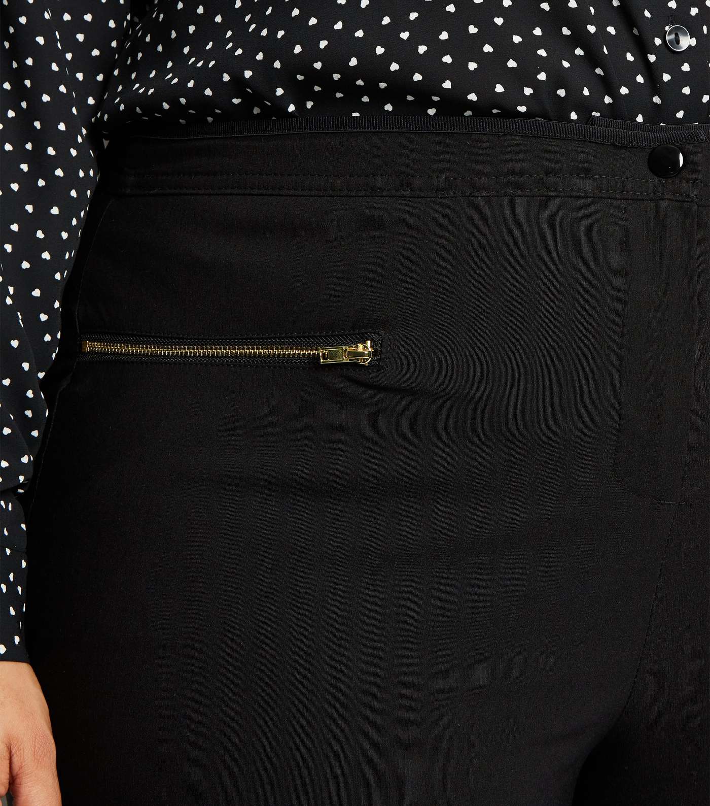 Curves Black Zip Pocket Skinny Stretch Trousers Image 5