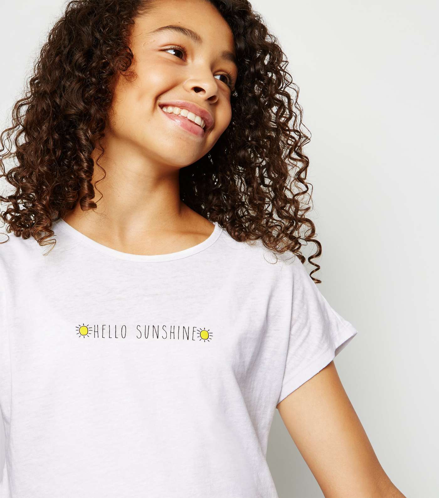 Girls White Hello Sunshine Slogan T-Shirt Image 3
