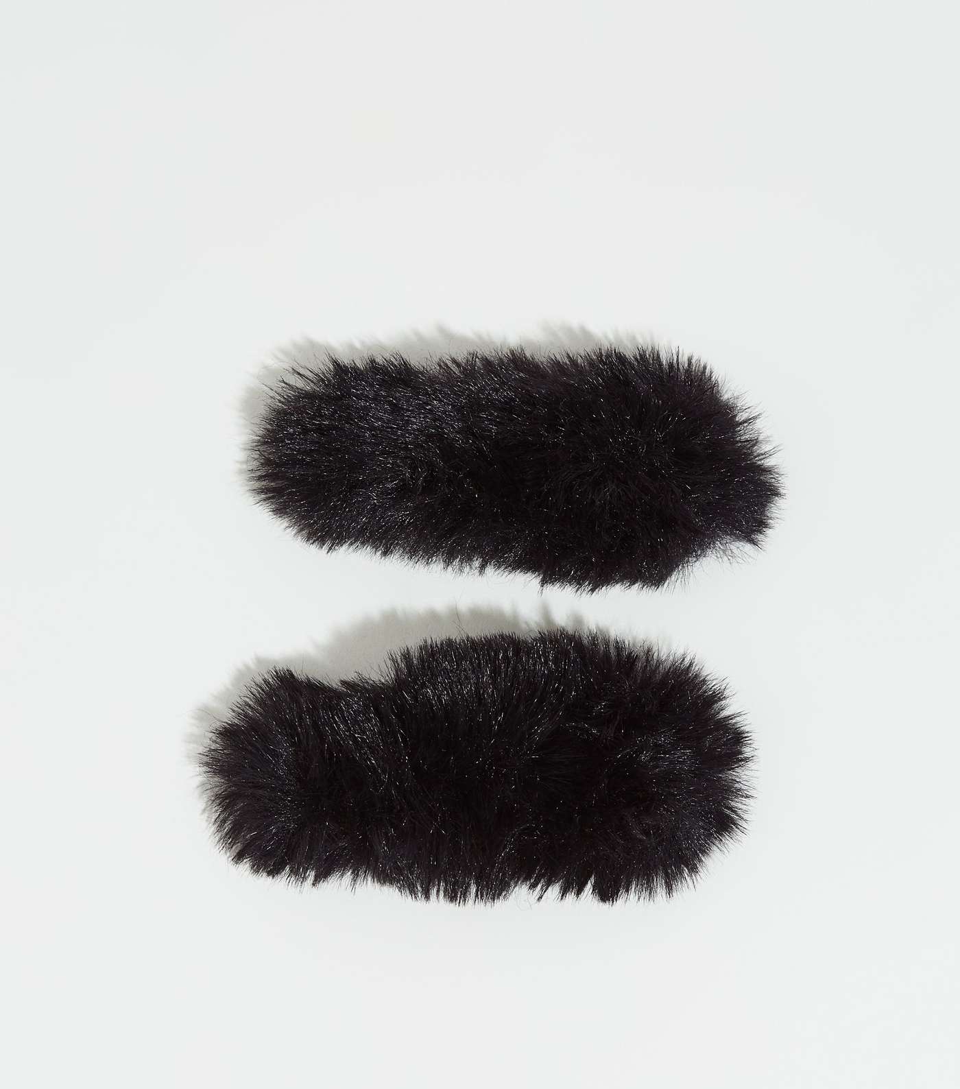 2 Pack Black Faux Fur Hair Clips 
