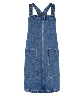 Blue Denim Dungaree Pinafore Dress New Look