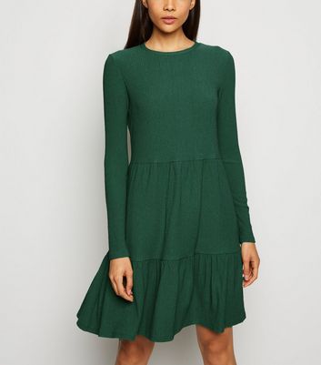 long sleeve tiered smock dress