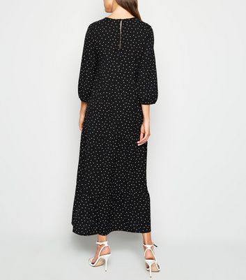 new look tiered midaxi smock dress in polka dot