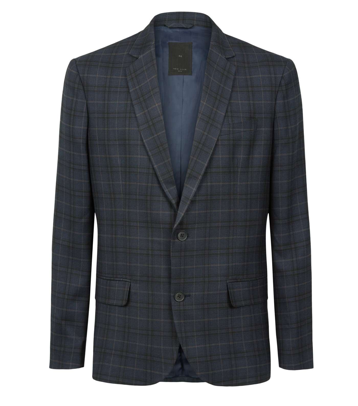 Navy Check Suit Jacket Image 4