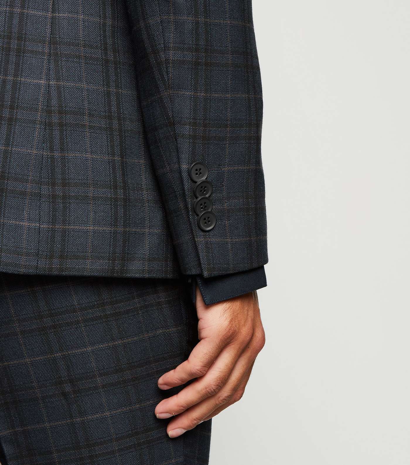 Navy Check Suit Jacket Image 6