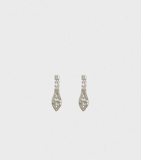 Silver Diamanté Teardrop Earrings
