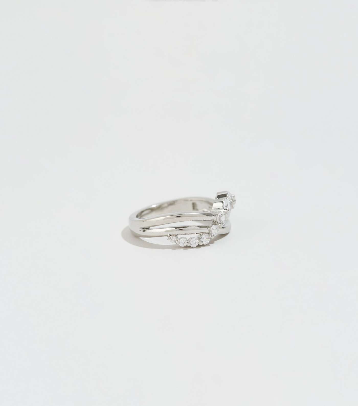 Silver Cubic Zirconia Twist Ring
