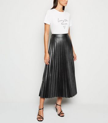 black midi skirt leather