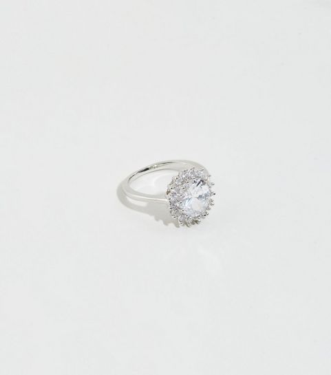 Silver Cubic Zirconia Oval Ring