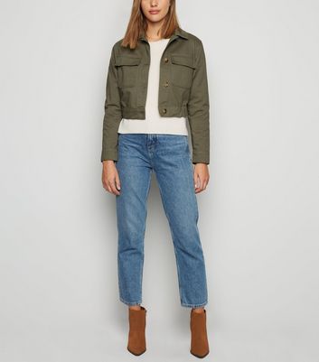 cropped khaki jacket womens