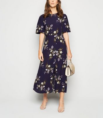 navy floral midi dress