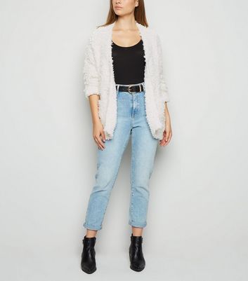 white bobble cardigan