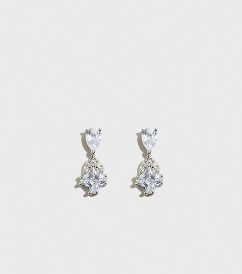 Silver Cubic Zirconia Mini Drop Earrings