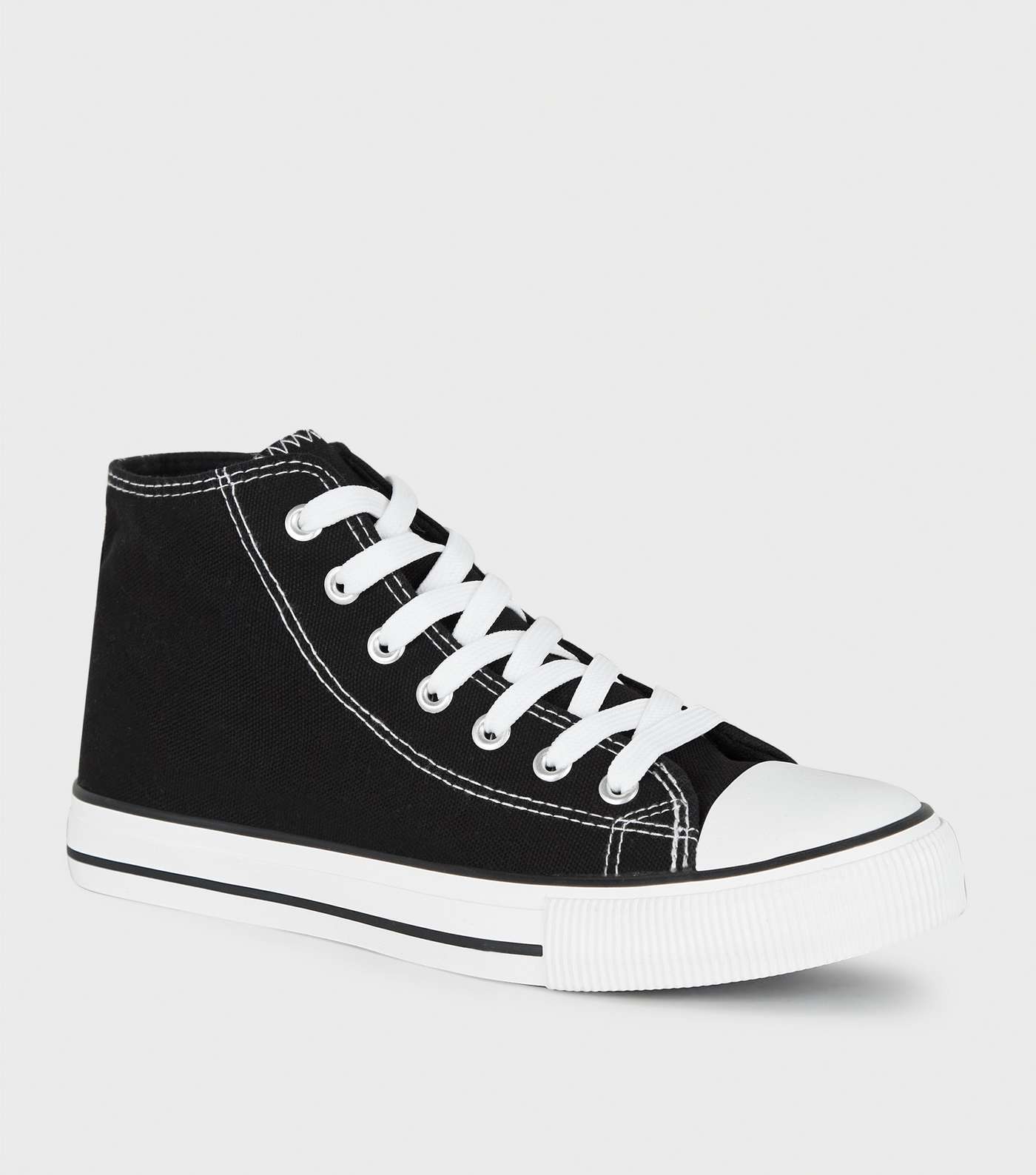 Black Canvas Stripe Sole High Top Trainers