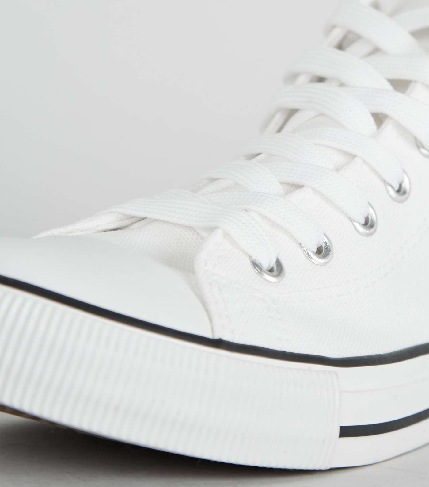 White Canvas Stripe Sole High Top Trainers Image 3
