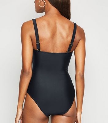 black square neck swimsuit