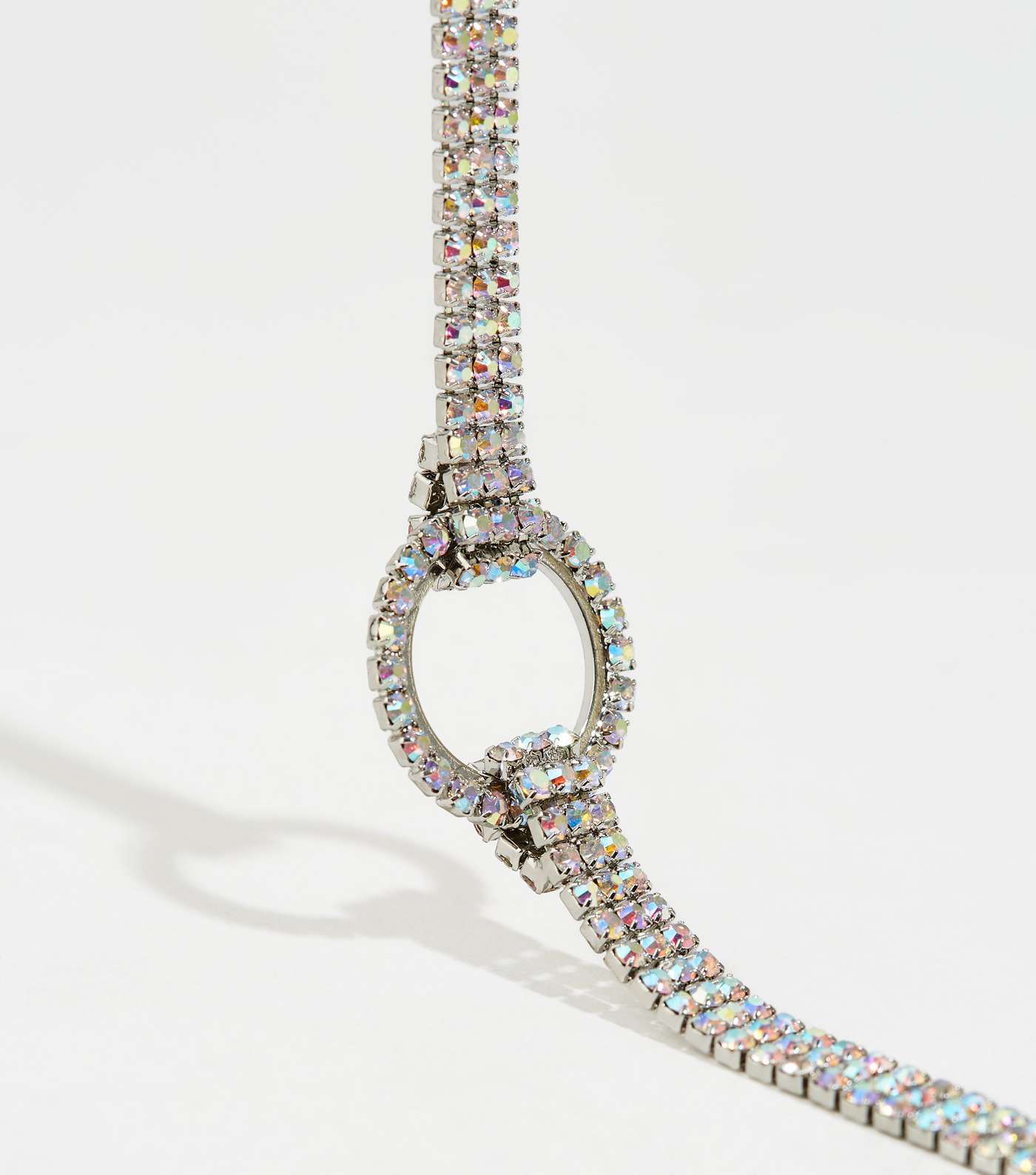 Silver Premium Gem Circle Choker Necklace Image 3