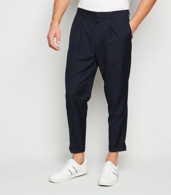 Petite Khaki Cotton Pleated Wide Leg Trousers | New Look