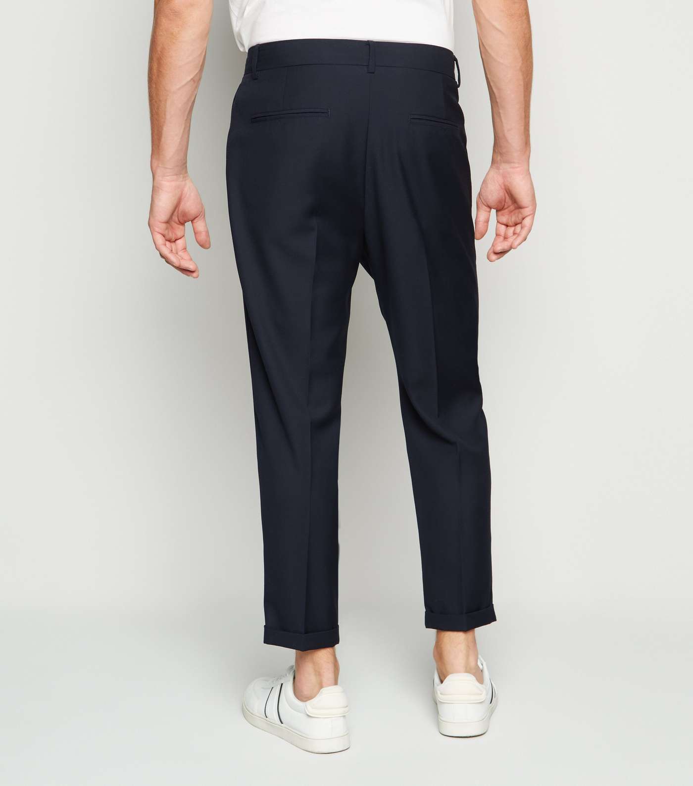 Navy Pleated Trousers Image 3