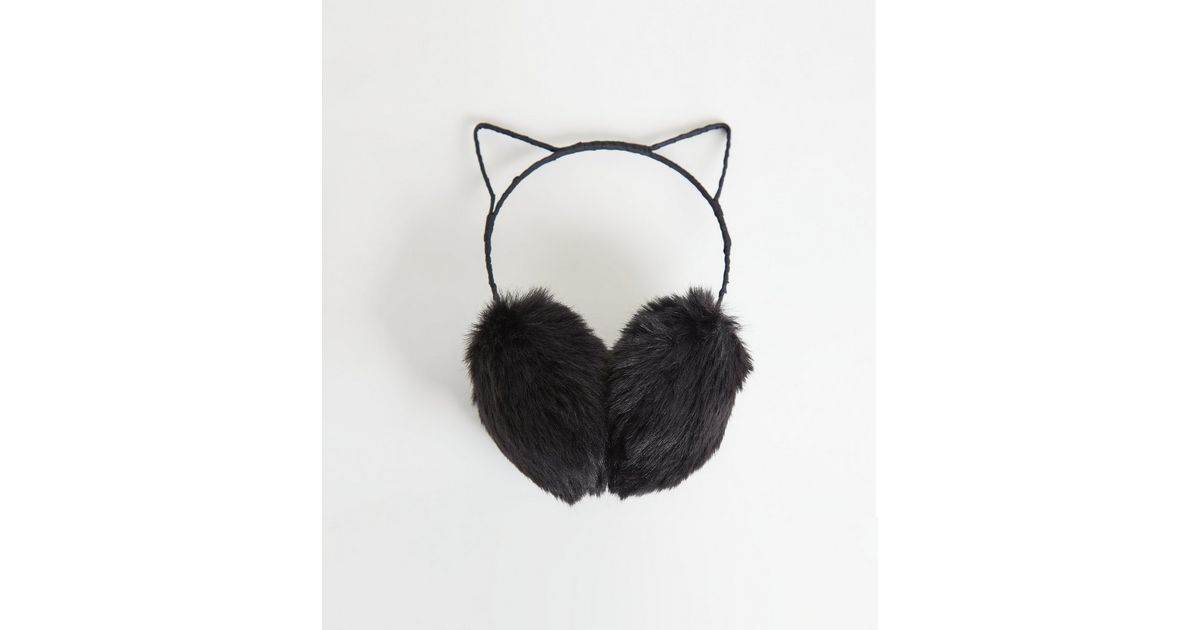 Black Cat Ear Muffs New Look