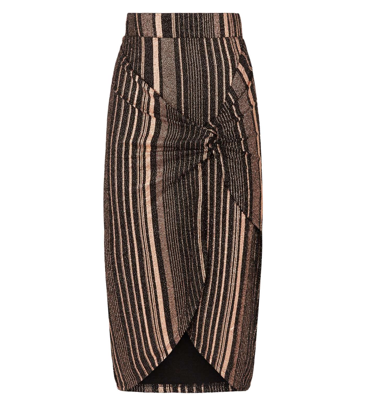 Blue Vanilla Rose Gold Stripe Twist Midi Skirt  Image 4