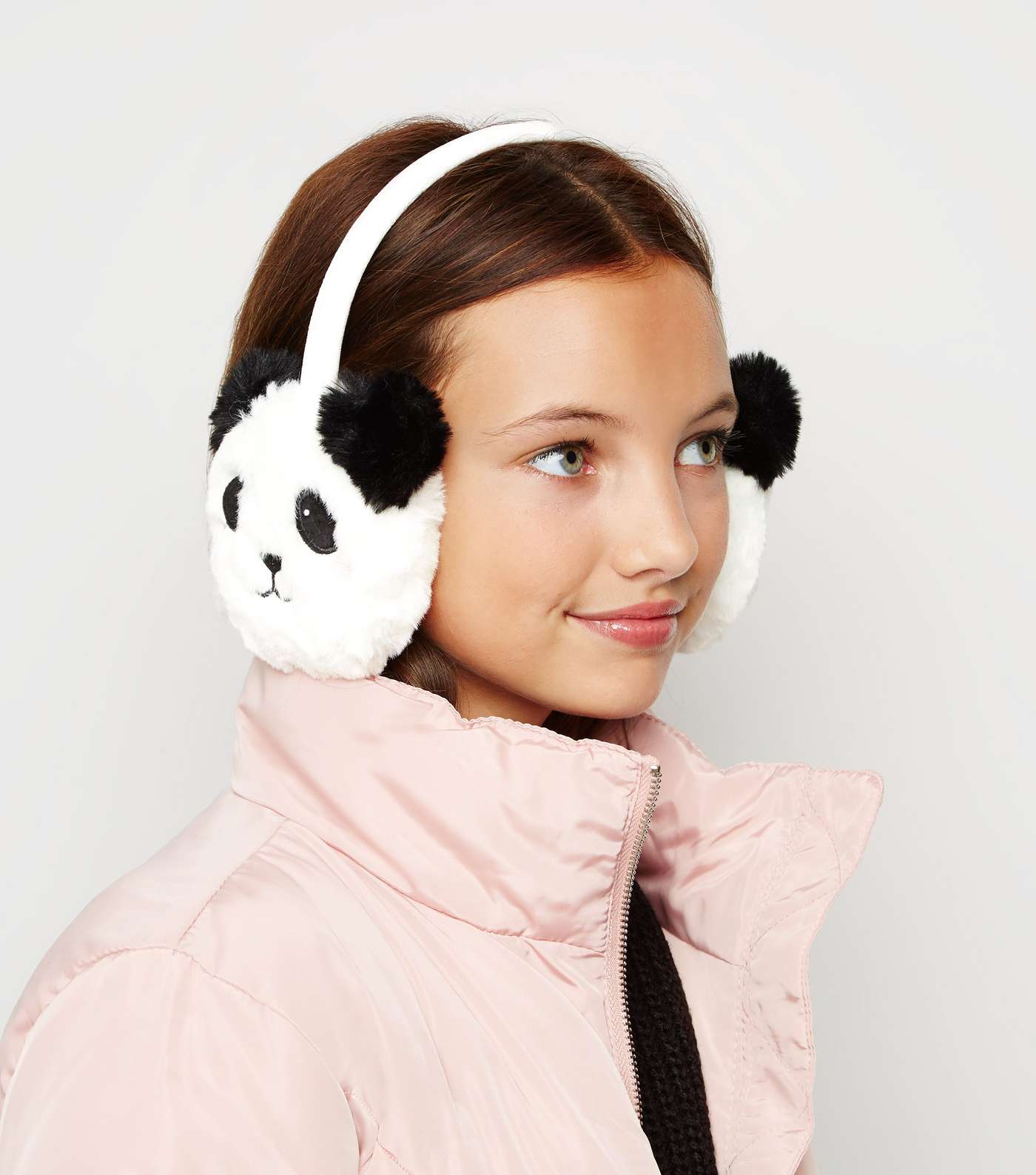 Girls White Panda Ear Muffs Image 2