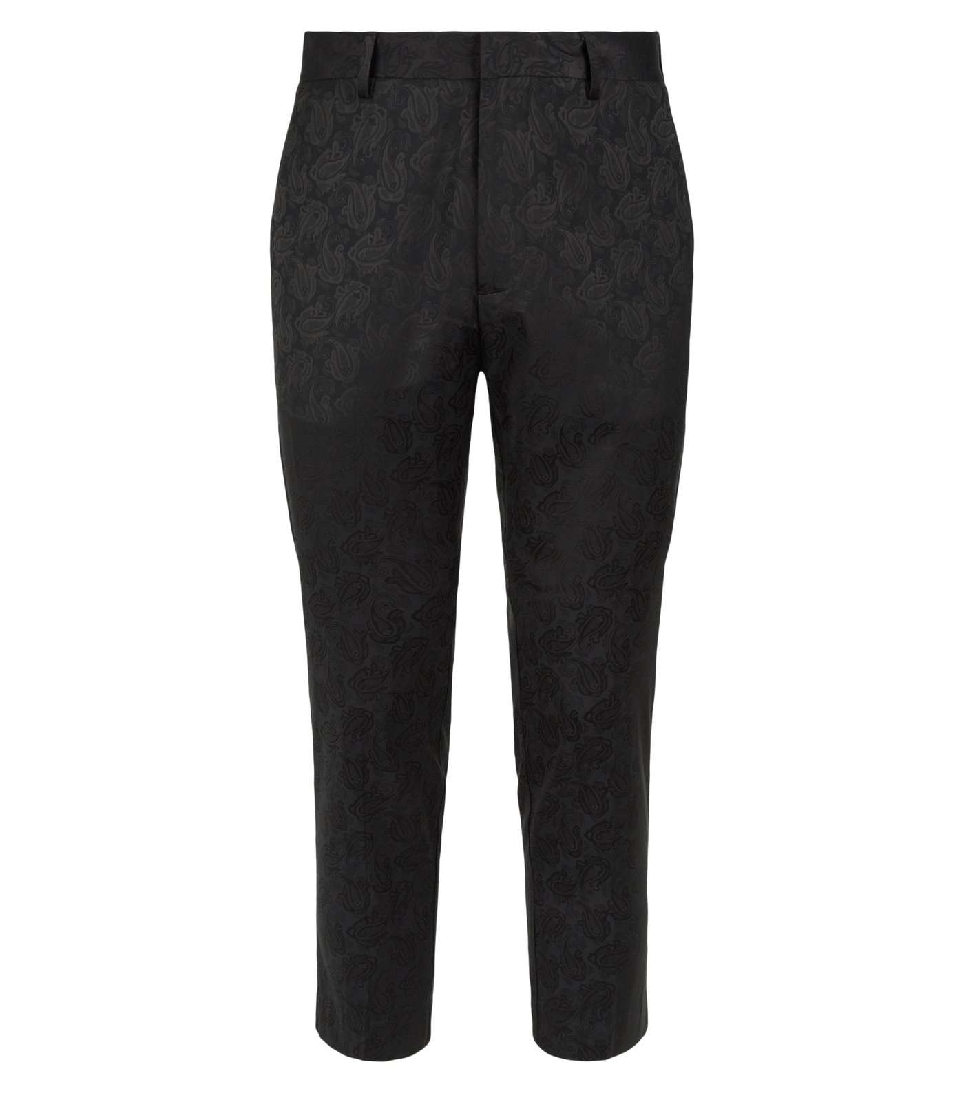 Black Jacquard Skinny Crop Trousers Image 4