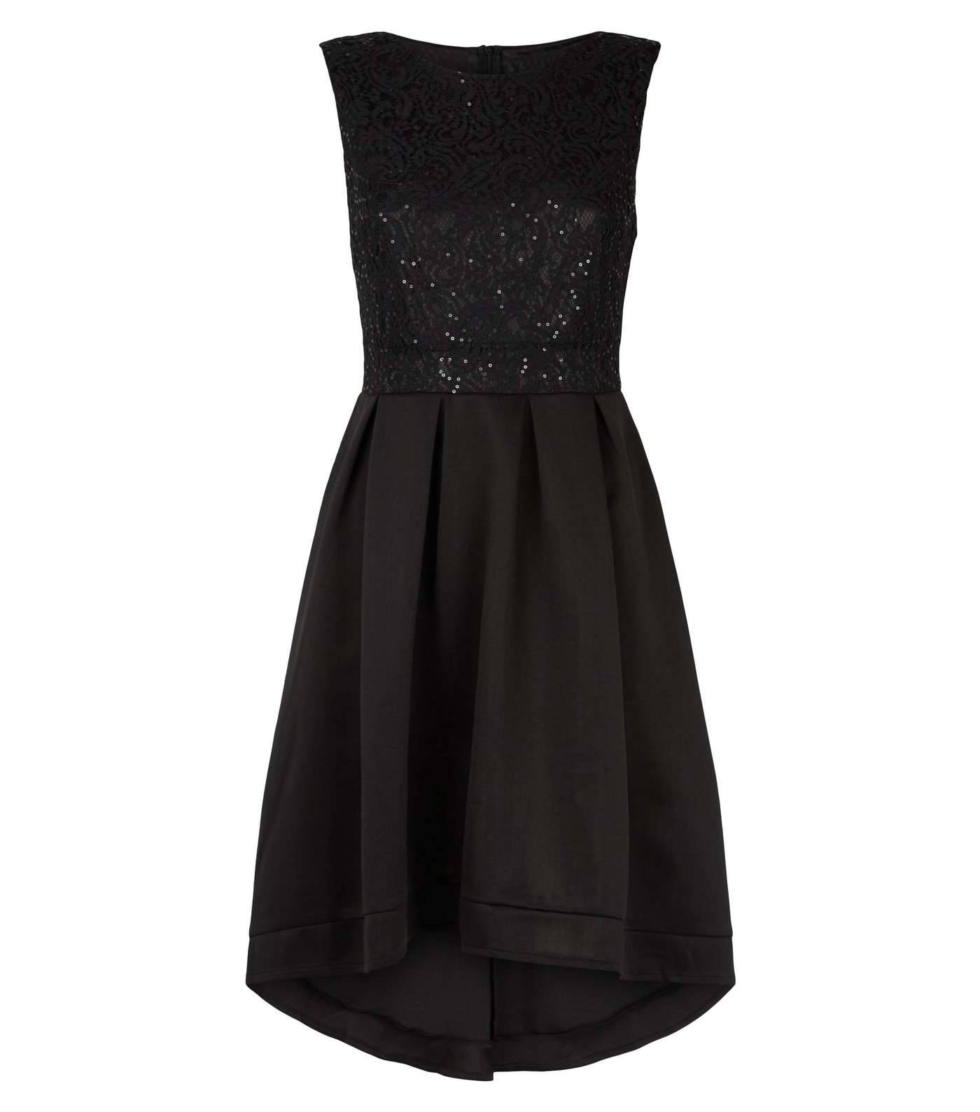 Mela Black Lace Sequin Dip Hem Dress Image 4