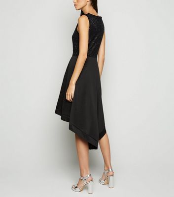 Black Dipped Hem Dress