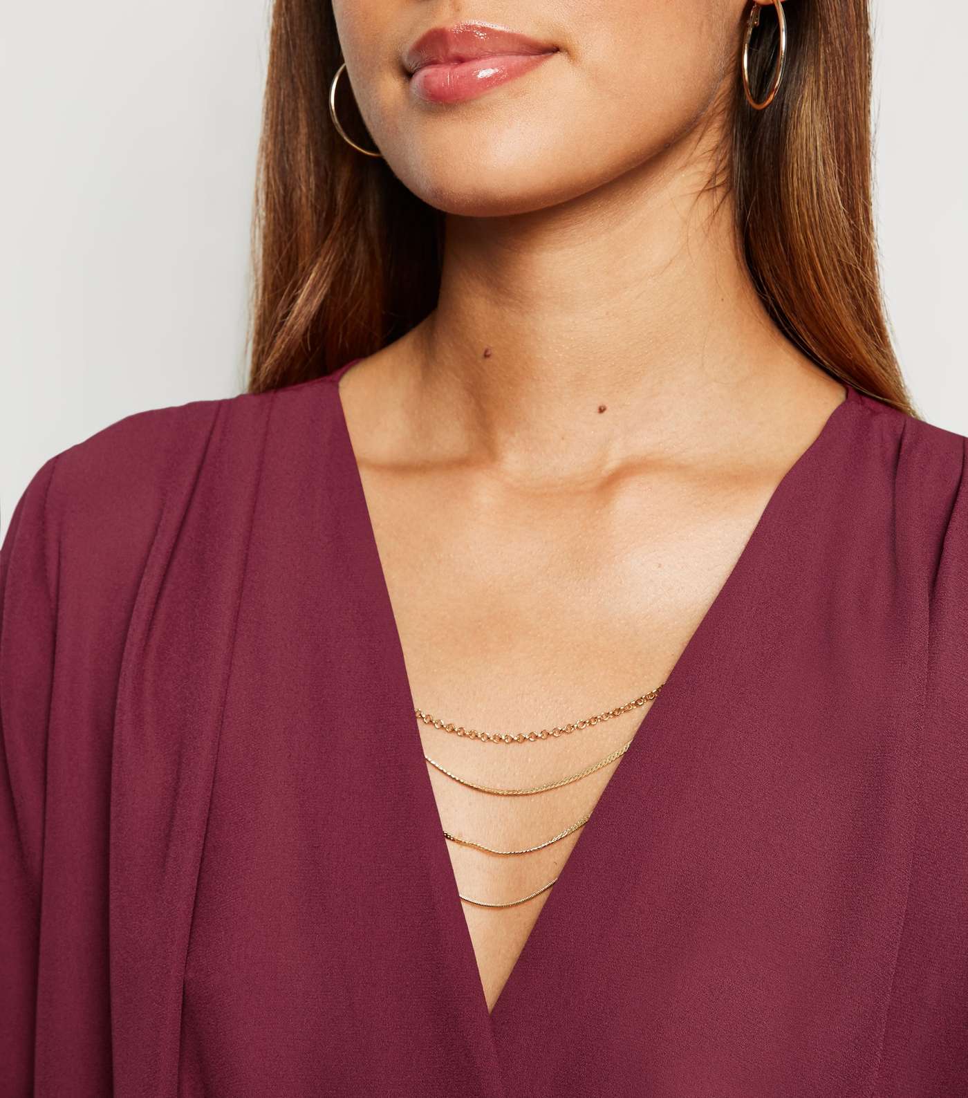 Burgundy Necklace Wrap Top Image 3