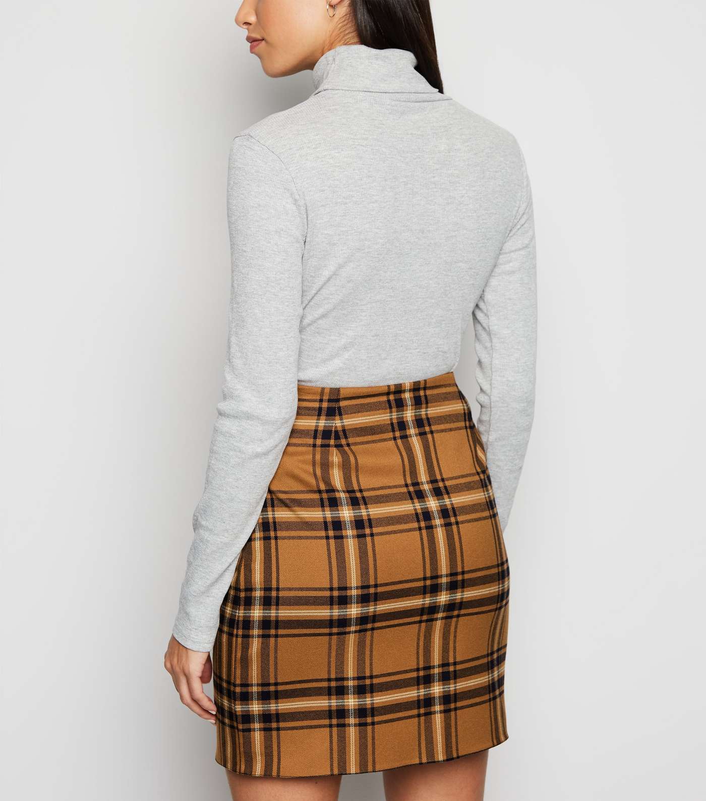 Brown Check A-Line Mini Skirt Image 3