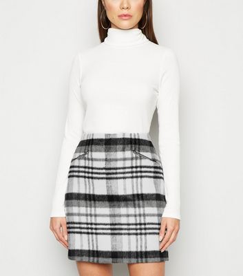 White Brushed Check Mini Skirt | New Look