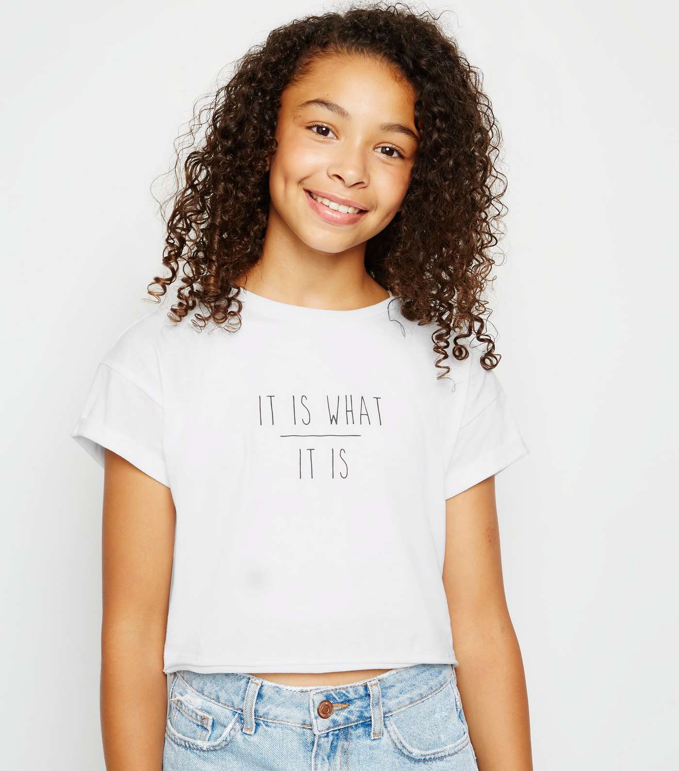 Girls White It Is What It Is Slogan T-Shirt
