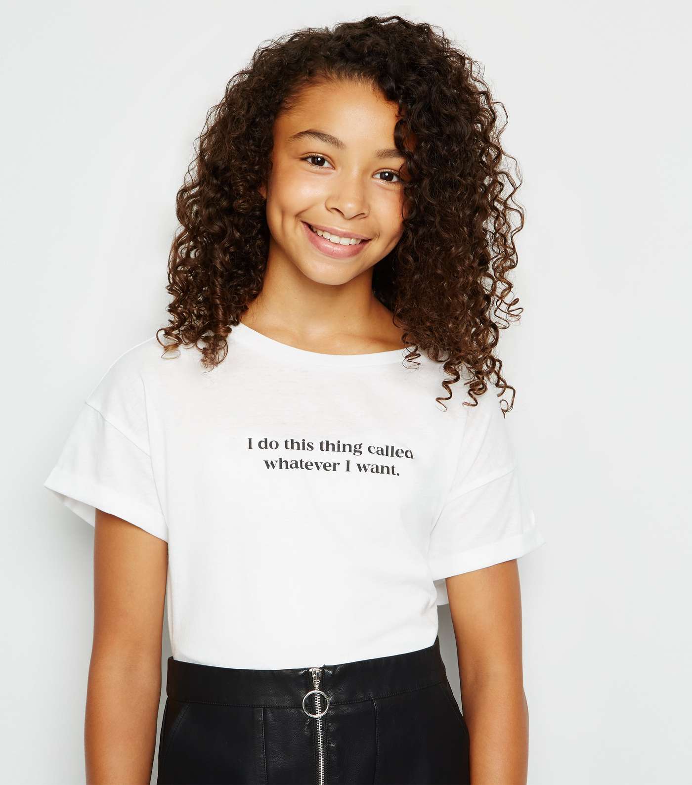 Girls White Whatever I Want Slogan T-Shirt