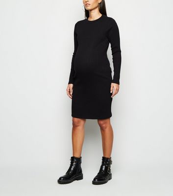 new look black ribbed dress