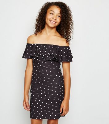 girls black polka dot dress