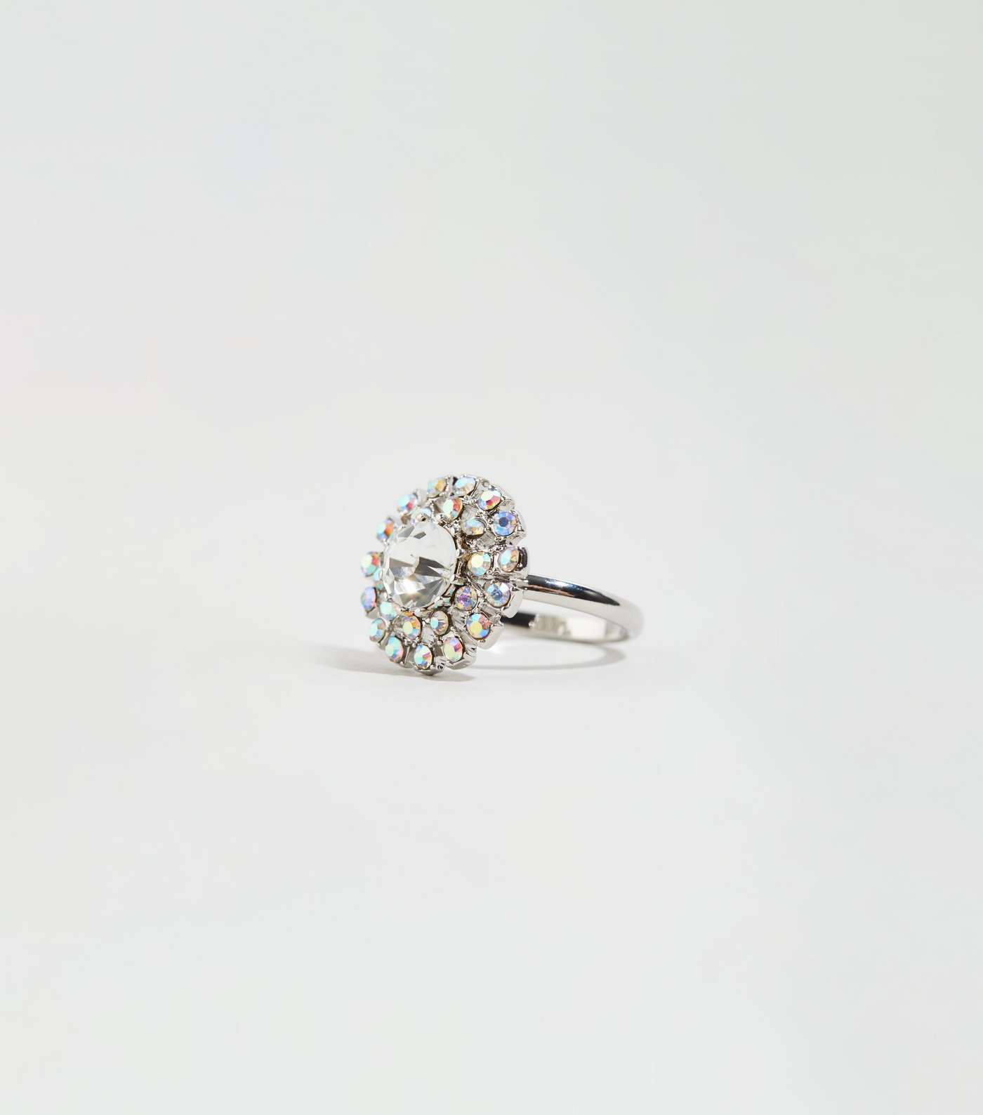 Silver Premium Diamanté Circle Ring Image 2