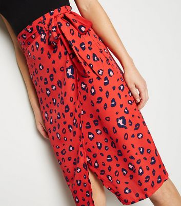 red leopard wrap skirt