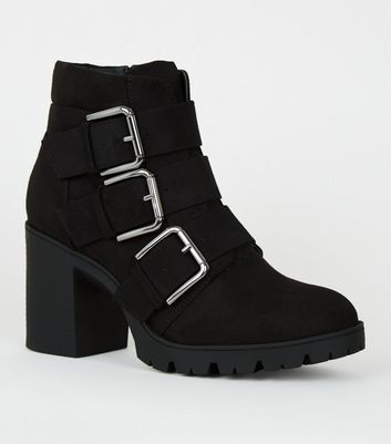 new look buckle chunky flat boot