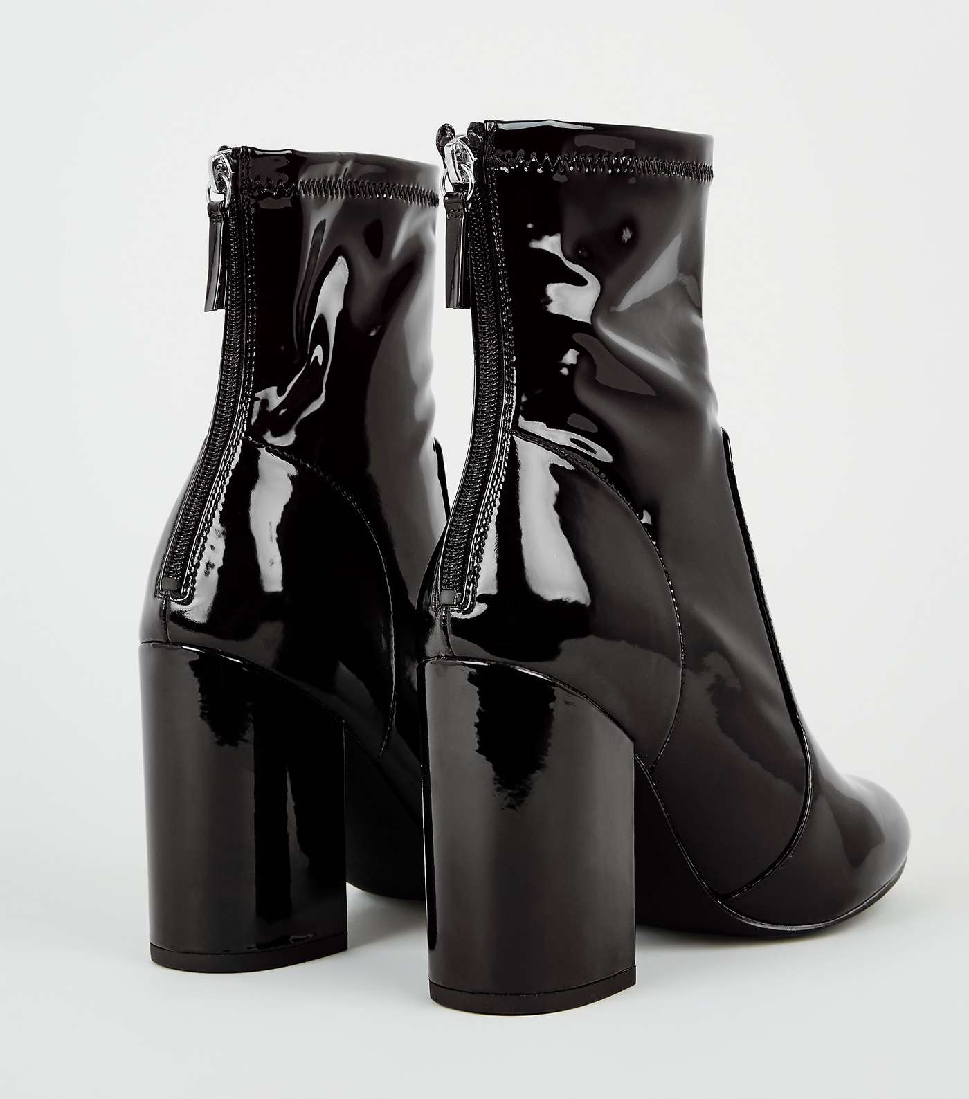 Black Patent Block Heel Boots Image 4