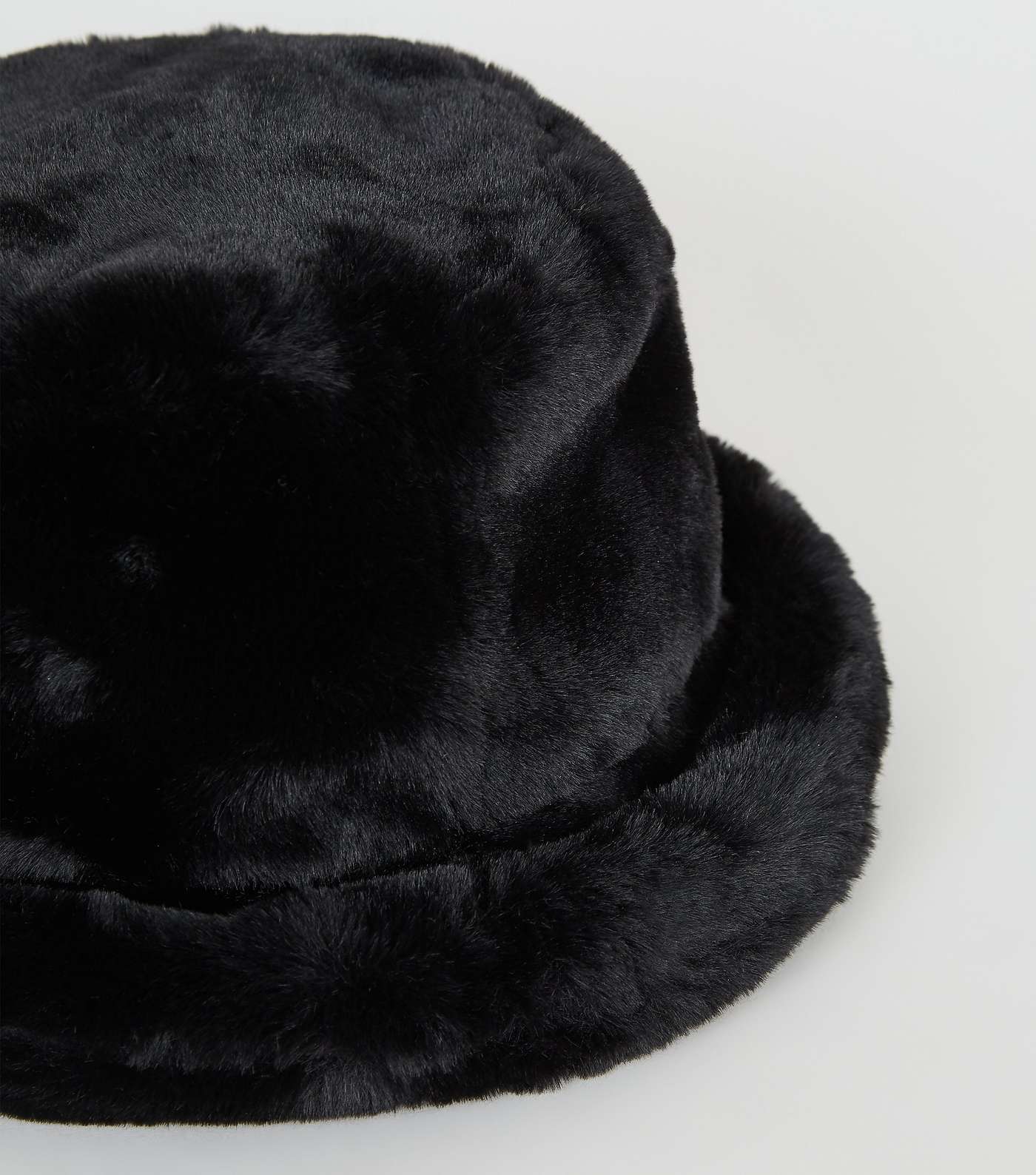 Black Faux Fur Bucket Hat Image 3
