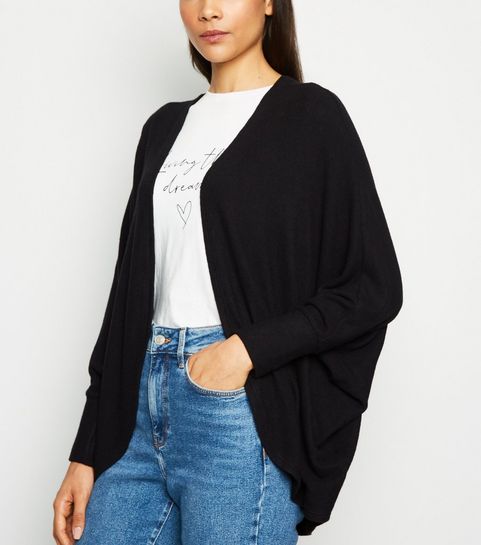 Black Brushed Batwing Cardigan 