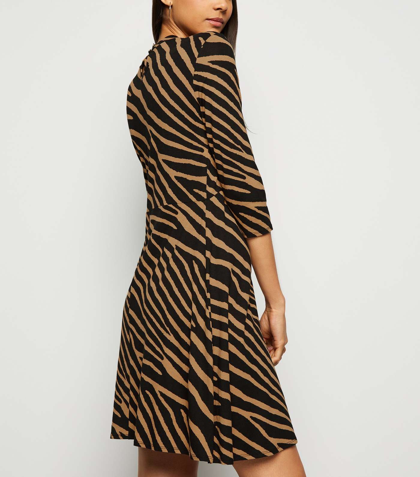 Brown Zebra Print High Neck Mini Dress Image 5