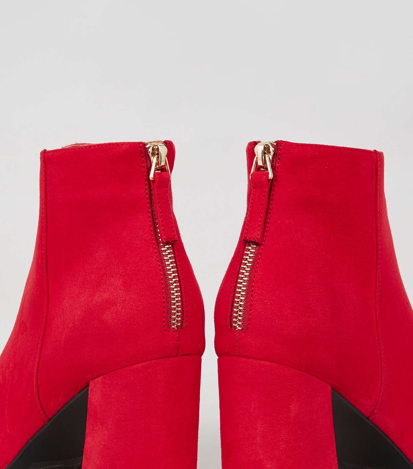 Red Suedette Square Toe Ankle Boots Image 3