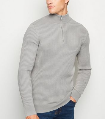 Muscle fit ribbed jumper deals