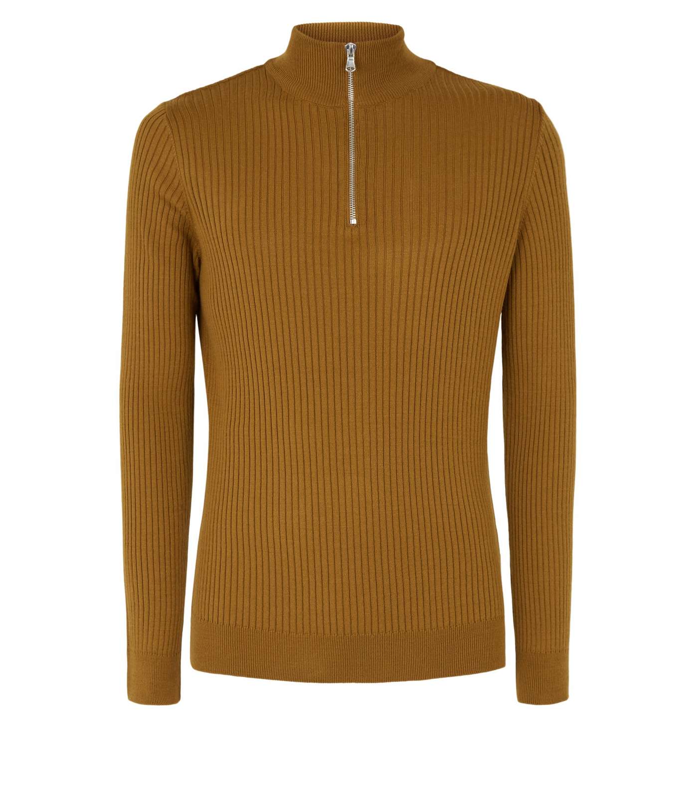 Rust Ribbed Muscle Fit Jumper Image 4