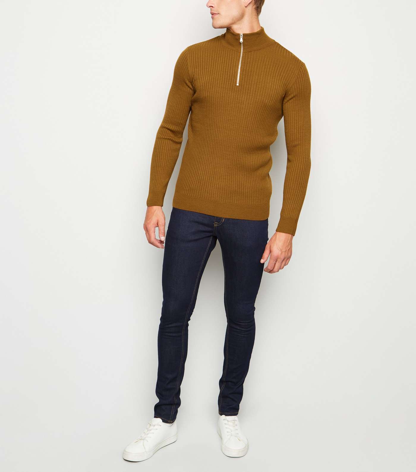 Rust Ribbed Muscle Fit Jumper Image 2