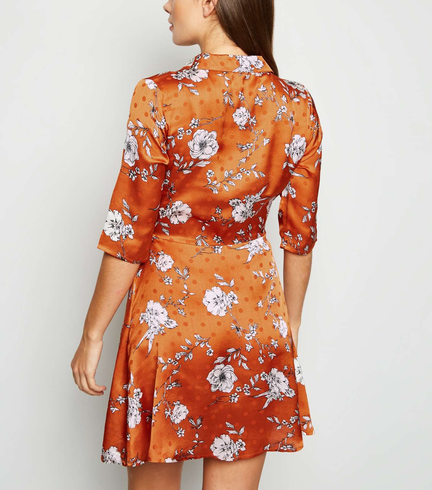 Blue Vanilla Rust Floral and Spot Dress Image 3