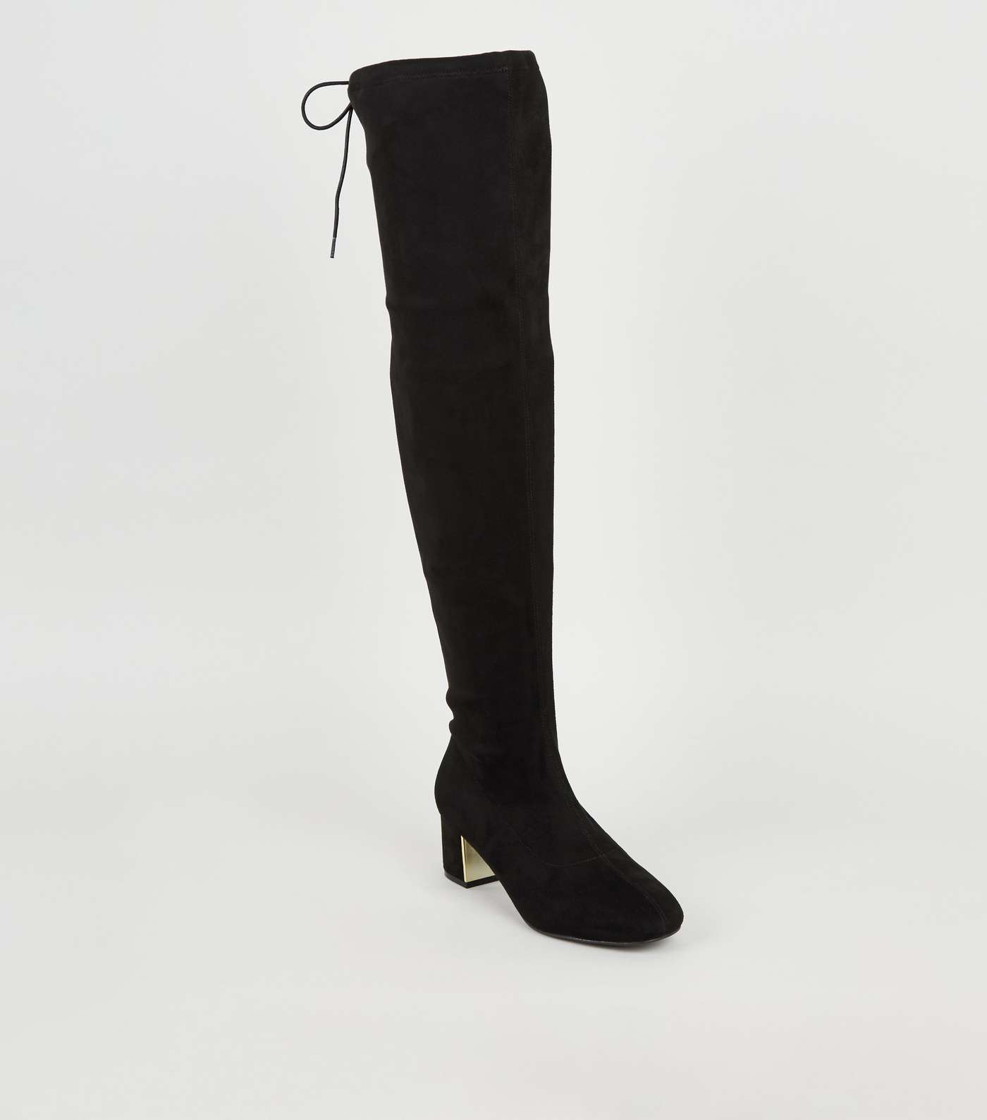 Wide Fit Black Suedette Over the Knee Boots