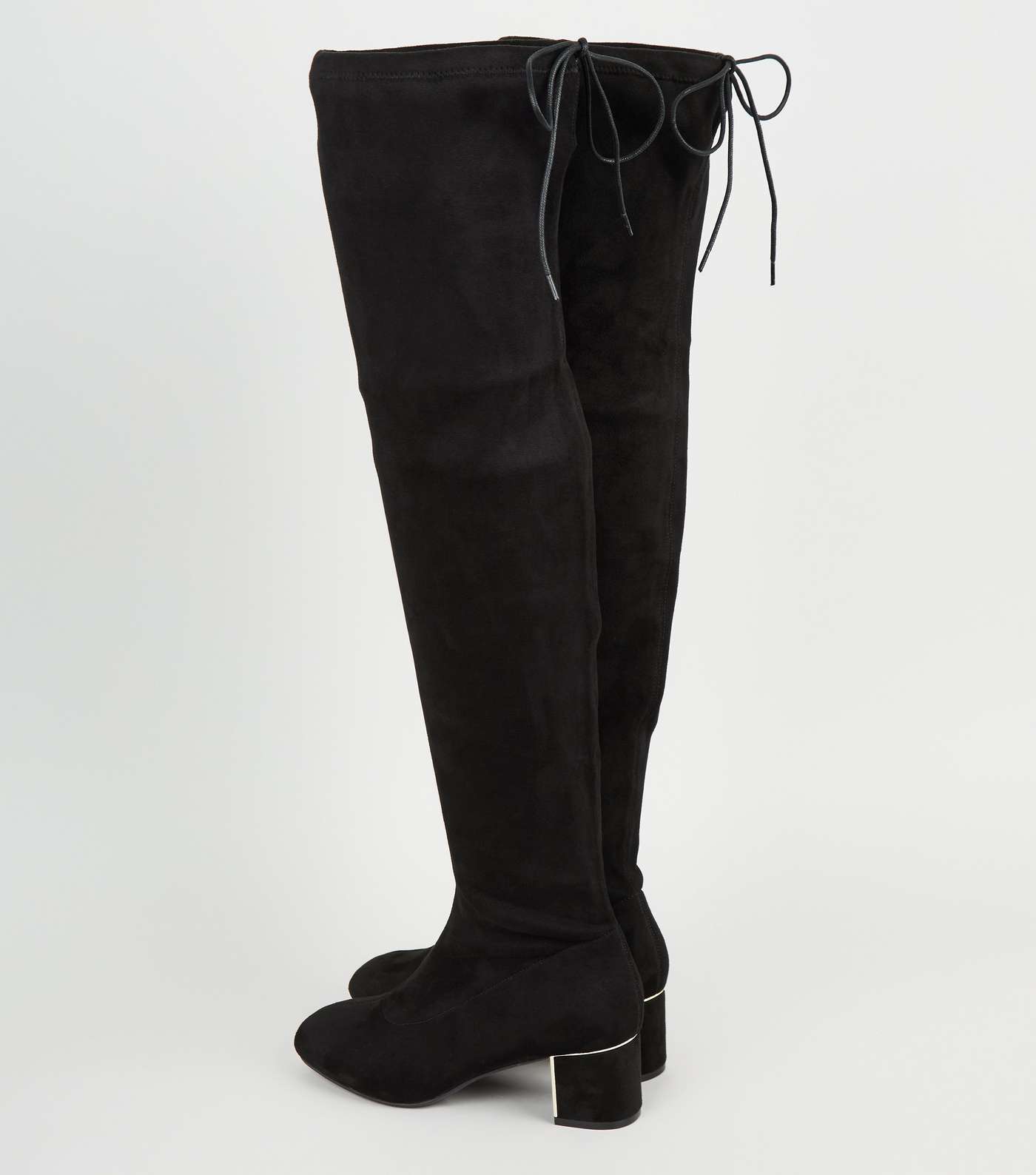 Wide Fit Black Suedette Over the Knee Boots Image 3